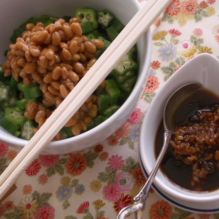 オクラ納豆の醤油麹がけ